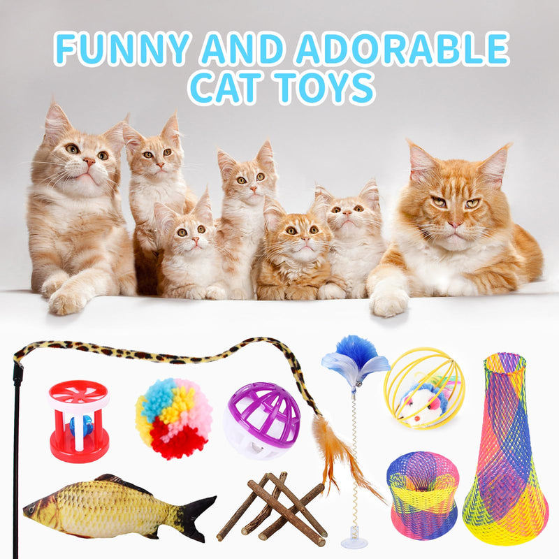 TAVADA cat toy set with cat tunnel, 38 pieces cat toys, also includes balls, tumblers, feather toys, toy mice, cat toys variety toy set - PawsPlanet Australia