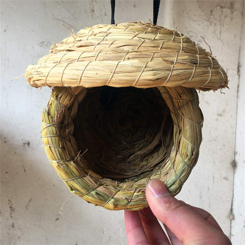 [Australia] - S-Mechanic Birds Nest Eco-Friendly Straw Birds Cages 100% Natural Fiber Birdhouse with Birds Toy and S Hook for Hanging 