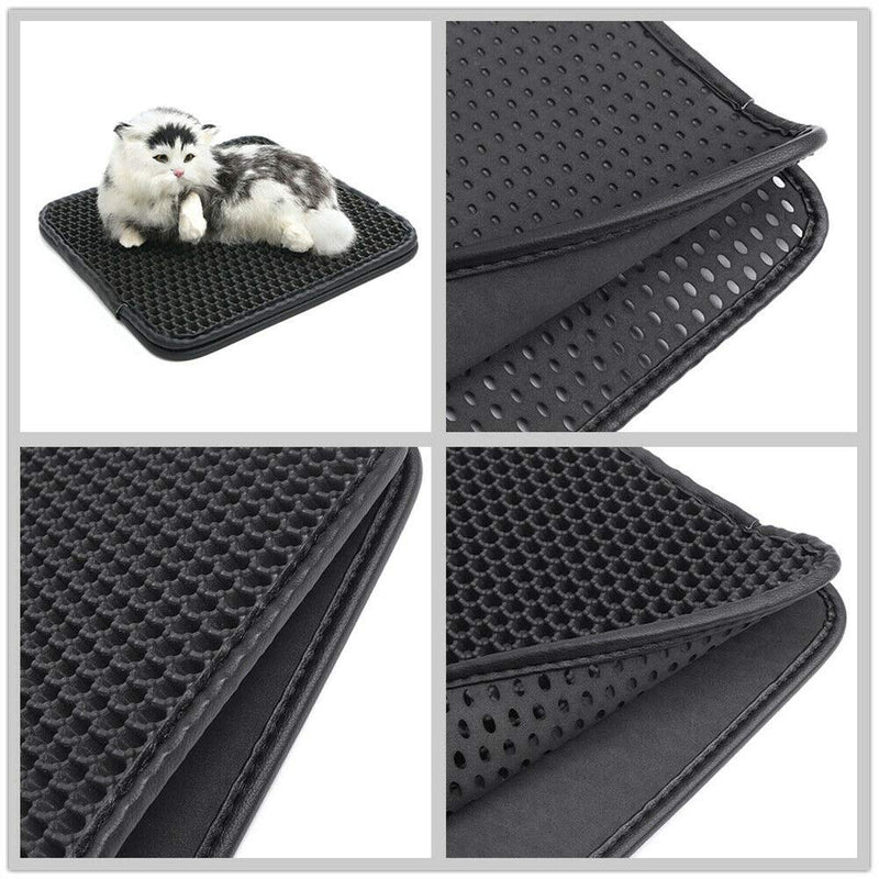 Almabner Cat Litter Mats Trapping Pads, EVA Honeycomb Double Layer Trapper Anti Slip Non Toxic Waterproof Slim Cat Litter Mat, Foldable Pad for Decentralized Control for Litter Box 30*30*0.7cm - PawsPlanet Australia