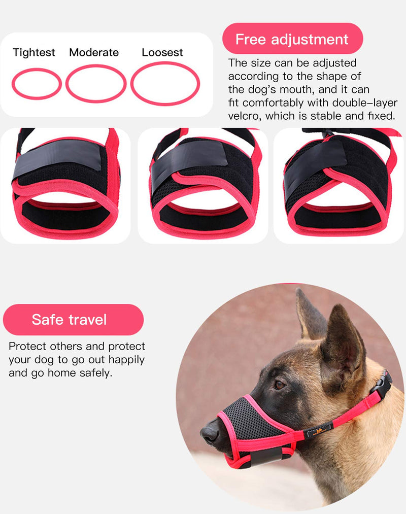 Elehui Dog Muzzles Nylon Dog Mouth Cover Mesh with Adjustable Loop and Soft Pad Dog Training Muzzle Prevent for Biting Eating Barking and Chewing Red-black (S) S - PawsPlanet Australia