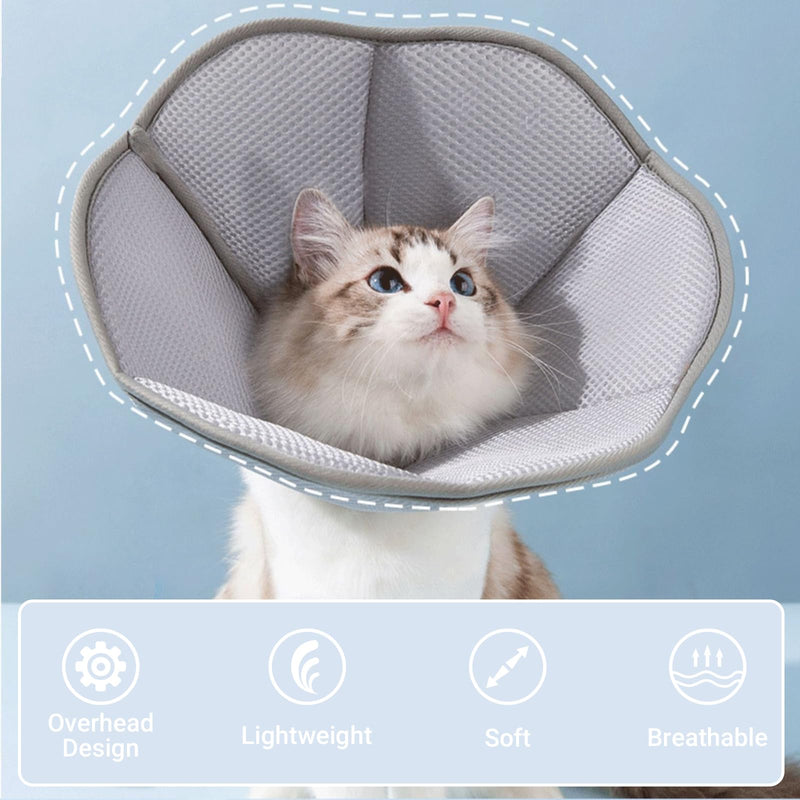 LiebeDD Neck Collar for Cats Soft Dog Collar Leak Protection Waterproof Pets Protective Collar Funnel Post-Op Collar for Cats Dog Collar Comfy Cone, Grey, S - PawsPlanet Australia