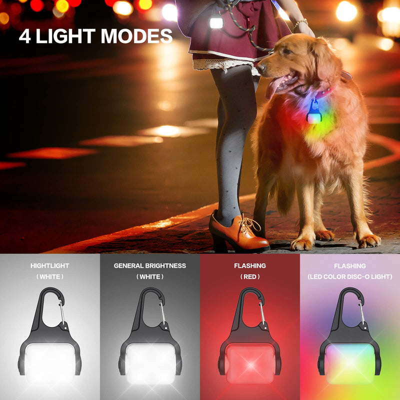 Dog Lights for Night Walking – Color Changing Dog Collar Light, 4 Modes Rechargeable Dog Light, IP65 Waterproof Dog Walking Light, Dog Flashlight for Running, Camping, Climbing, Bike, 2 Pack - PawsPlanet Australia