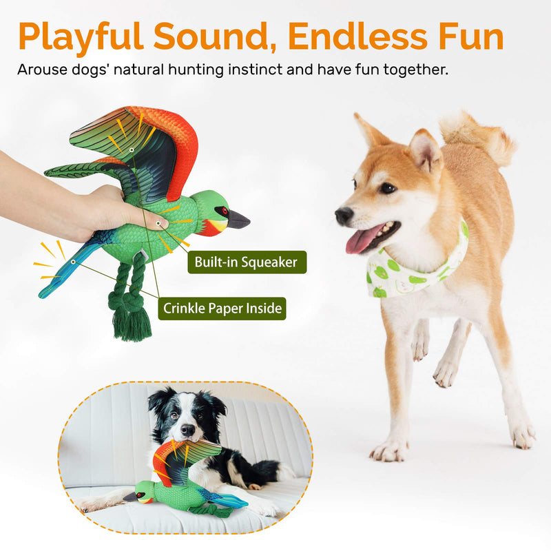 Pawaboo Squeak Plush Dog Toys, Durable Canvas Stuffed Plush Dog Chew Toys, Washable Lifelike Bird-Shaped Pet Toys for Medium, Small Puppy Dog, Suitable for Outdoor and Indoor - PawsPlanet Australia