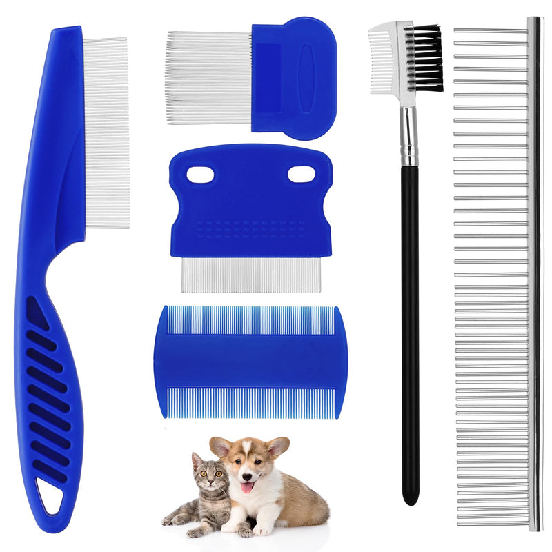 FANTESI Pack of 6 Cat Dog Flea Comb, Dog Cat Grooming Comb Tear Stain Remover Comb Double Sided Dog Eye Comb Brush Dog Flea Combs Pet Tear Stain Remover Comb Set - PawsPlanet Australia