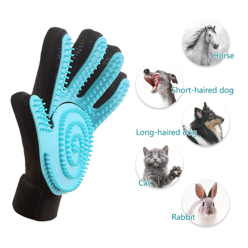 [Australia] - FASTDEER Pet Grooming Glove, Gentle Deshedding Brush and Massage Dog Brush, Cat Brush Horse Brush for Long & Short Fur A Pair 