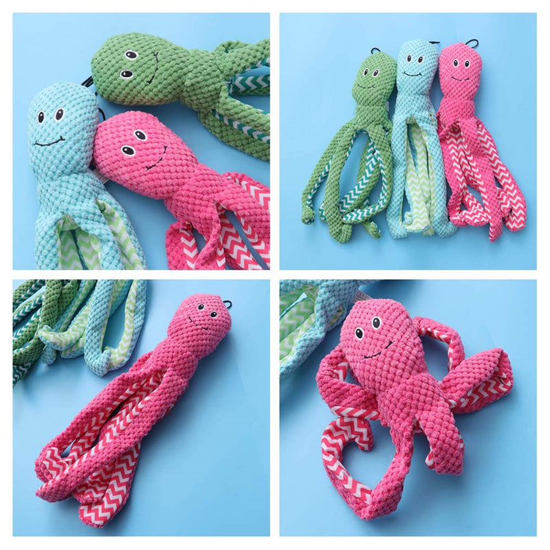 N\A 1 Pcs Dog Squeaky Toys Durable Plush Dog Toys Dog Chew Toys Dog Rope Toy Octopus Dog Toy with Crinkle Paper Suitable for Small and Medium Dog Playing(Random Color) - PawsPlanet Australia