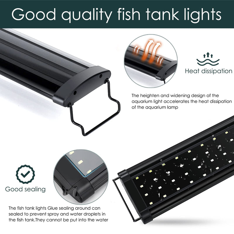 AQQA Aquarium Light,Full Spectrum LED Fish Tank Lights,12"-54" Adjustable Multi-Color White Blue Red Green LEDs with Extendable Brackets,14W-31W for Freshwater Plants 14W(12"-18") 14W(12"-18") - PawsPlanet Australia