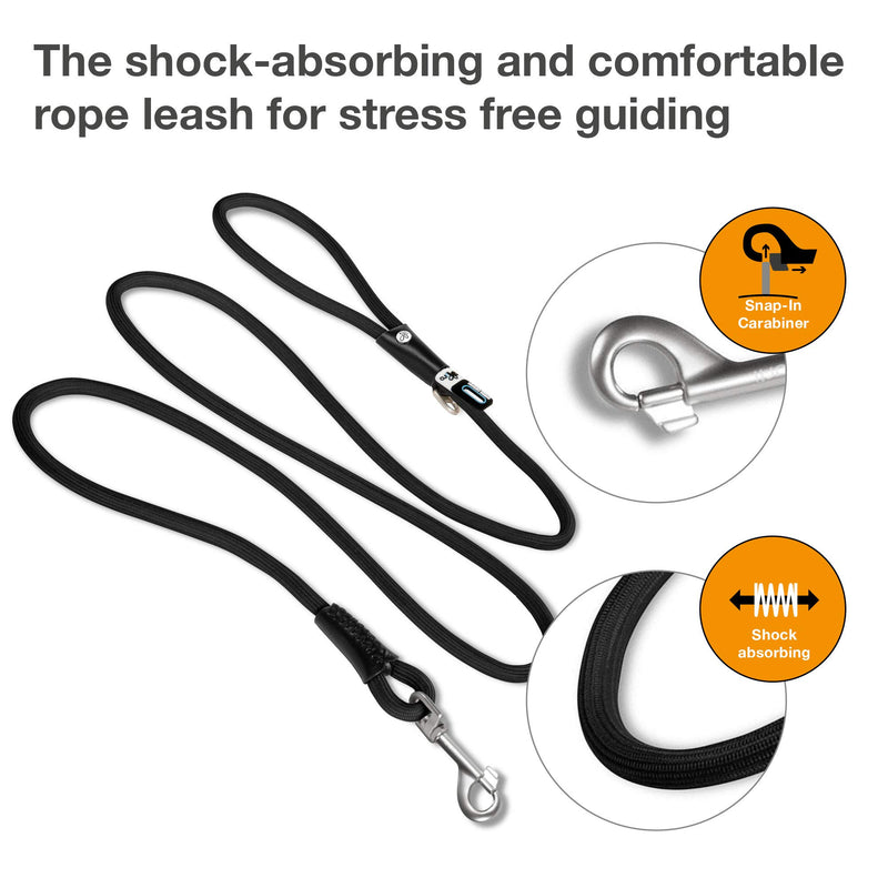 Curli Stretch Comfort Leash Black L - PawsPlanet Australia