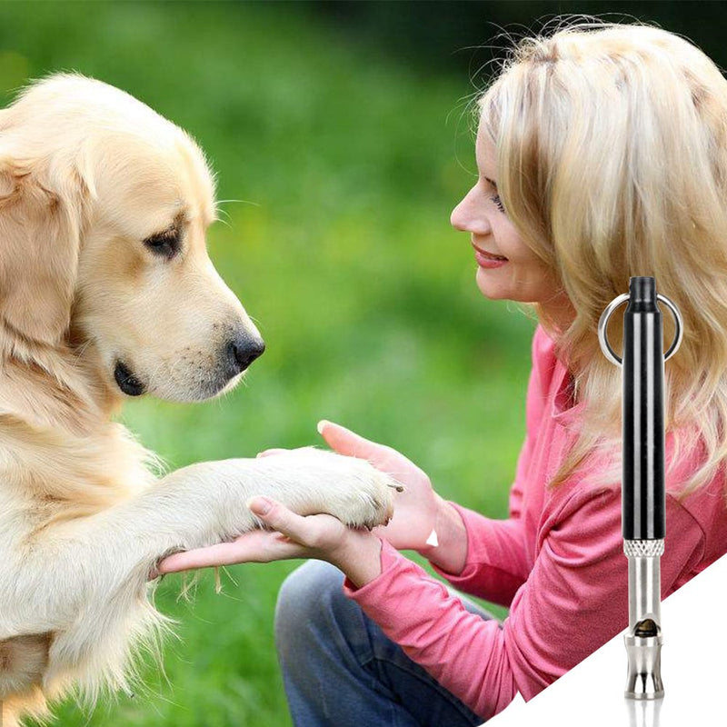 [Australia] - Dog Whistle, PowPetie Dog Whistle for Training Dog and Barking Control Ultrasonic Sound Repellent Repeller - Pet Stainless Steel Calling Whistle With Free Lanyard Strap 