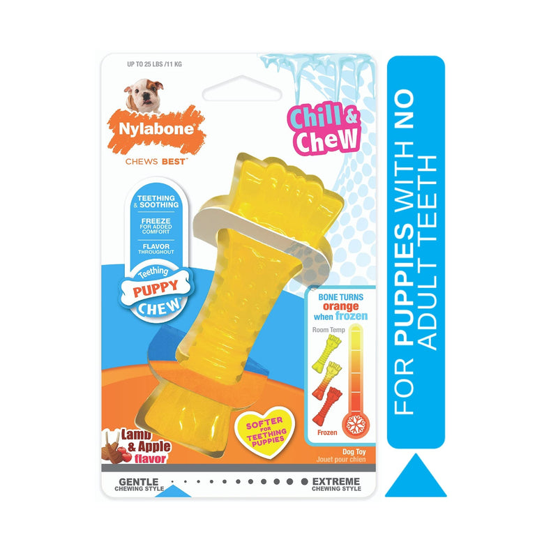 Nylabone Puppy Dog Teething Colour Change Freezer Bone Dog Chew Toy, Lamb & Apple Flavour, Small, for Puppies Up to 11 kg - PawsPlanet Australia