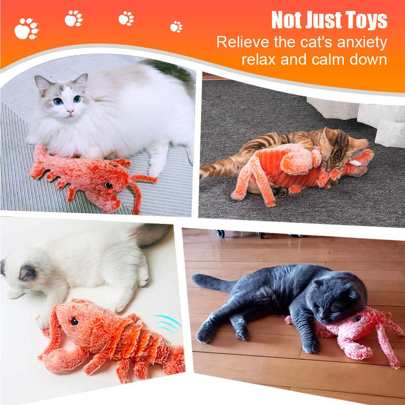 [Australia] - Revorit Flippity Lobster Cat Toy 11", Electric Moving Cat Fish Catnip Toy, Realistic Flopping Fish, Plush Interactive Cat Toys for Indoor Cats 