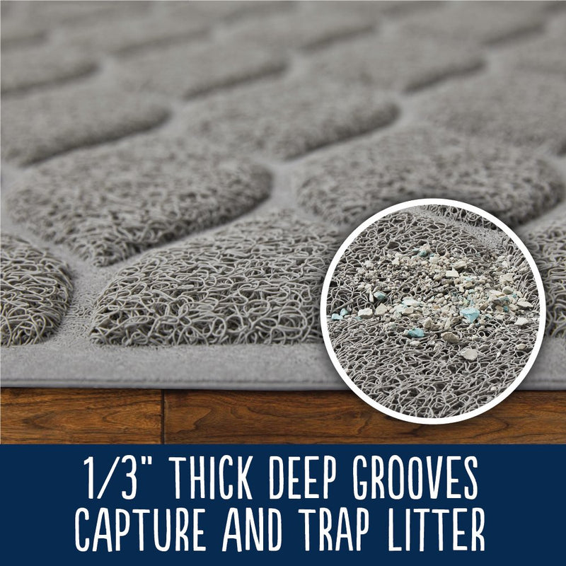 [Australia] - MIGHTY MONKEY Premium Cat Litter Trapping Mats, Phthalate Free, Best Scatter Control, Large and Jumbo XL, Mat Traps Litter, Easy to Clean, Soft on Kitty Paws Large (24" x 17") Slate Gray 