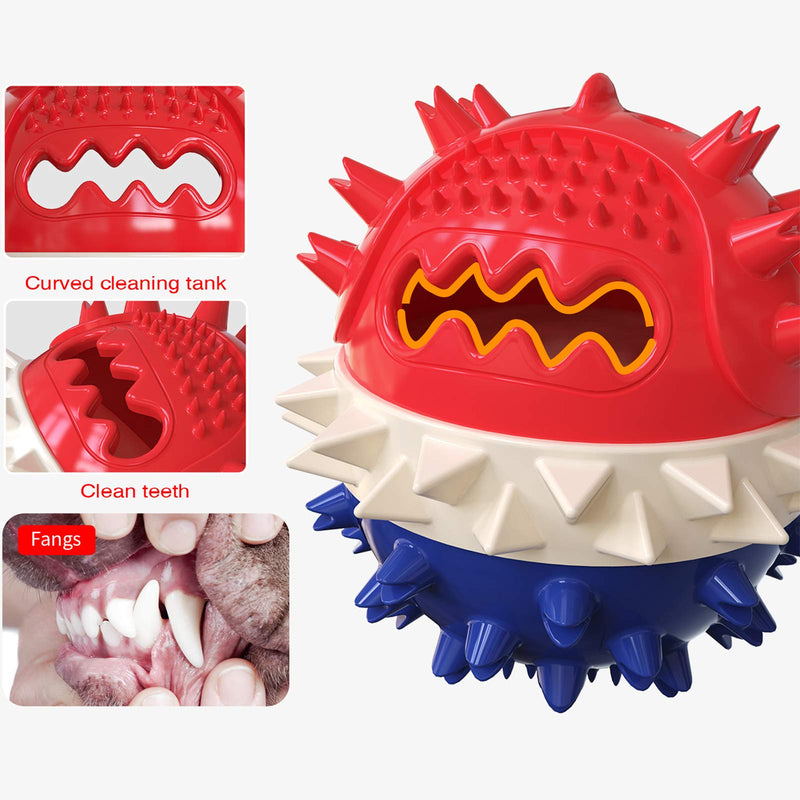 Kissbaby Dog Chews Toys for Aggressive Chewers Squeaky Dog Toy Balls Indestructible Toothbrush Large Breed Dog Treat Ball for Big Medium Small Puppy Dog Chew Toy Red - PawsPlanet Australia