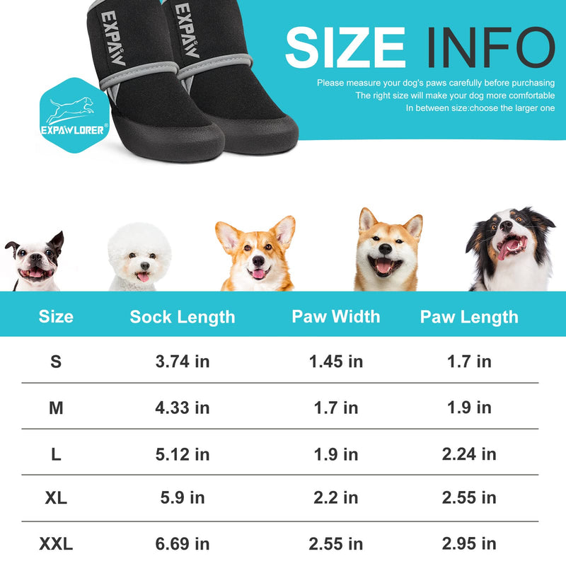 EXPAWLORER Anti-Slip Dog Shoes-Waterproof Dog Boots, Paw Protector Heat Protection, Reflective Strips Rugged Rubber Sole for Outdoor Hiking Walking Black XXL - PawsPlanet Australia