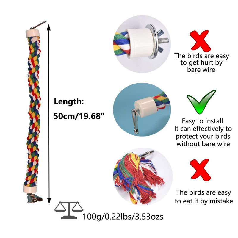 [Australia] - ILESON Bird Rope Perches Stand Ladder Toys for Parrots Parakeets Cockatiels Conures Macaw Lovebirds Budgies Swing Cage Accessories Comfy Bird Bungee Rope Perch Boing with Bell 