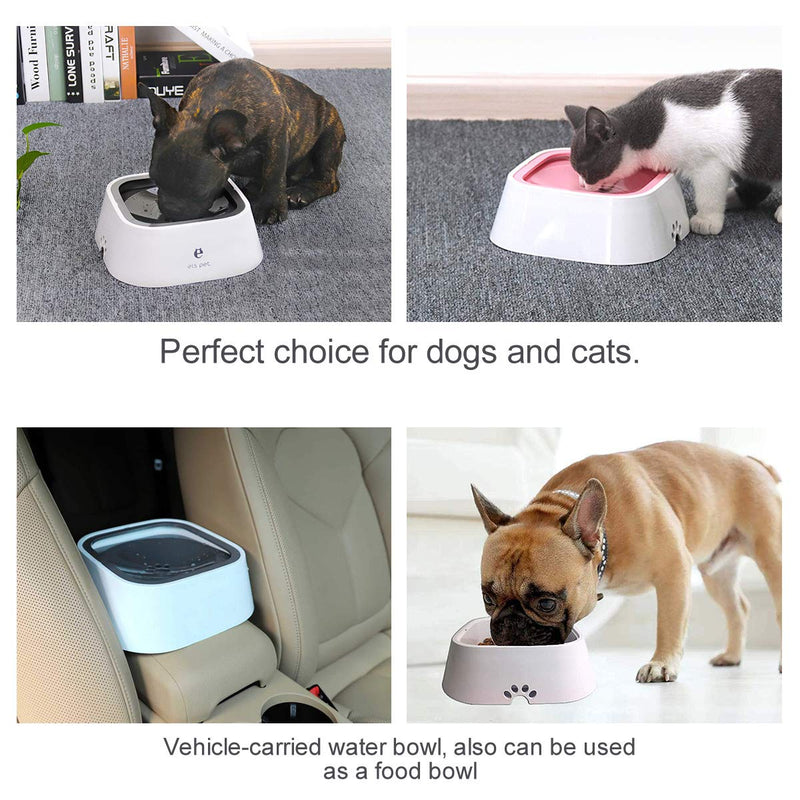 Dog Water Bowl, Splash-Free, No Spill, Anti-Choking Dog Bowl, Vehicle Carried Pet Water Bowl for Dog, Cat, Puppy, Kitty, 1.5L Large Capacity (White) White - PawsPlanet Australia