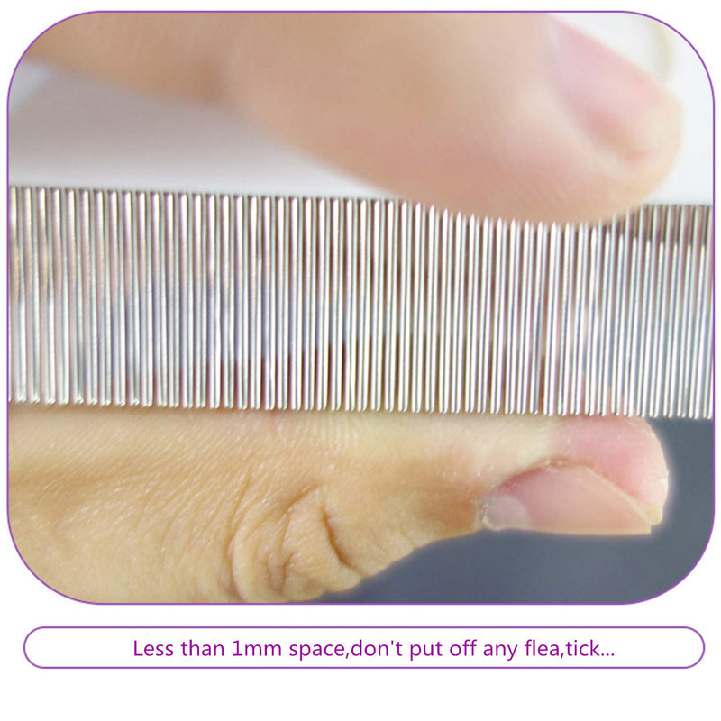 YALAN Flea Comb Cat Dog Pet Flea Comb - 62 Teeth Metal Grooming Brush,2 Pack (Green) Green - PawsPlanet Australia