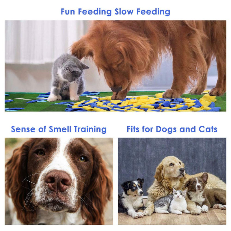 [Australia] - SlowTon Dog Snuffle Mat, Feeding Mat Puppy Nose Work Blanket Training Pad Pet Toy Slow Feeder Fun to Use Non Slip Activity Mat Encourage Natural Foraging Skill Stress Release (39.3” x 25.5”) 