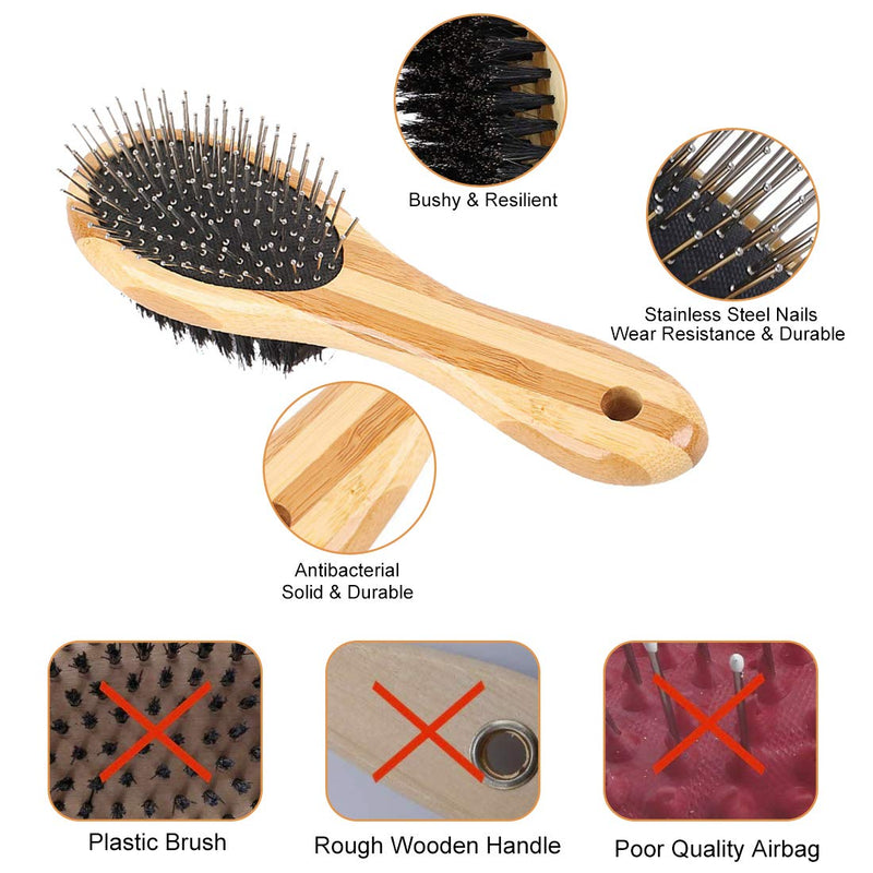 Double Sided Pet Grooming Brush Grooming Brush for Dog & Cat, 2 in 1 Dog Pin Brush and Bristle Soft Brush,Dogs Comb and Brush for Cleaning Loose Fur , Msuitable for Long and Short-haired Dogs or Cats - PawsPlanet Australia