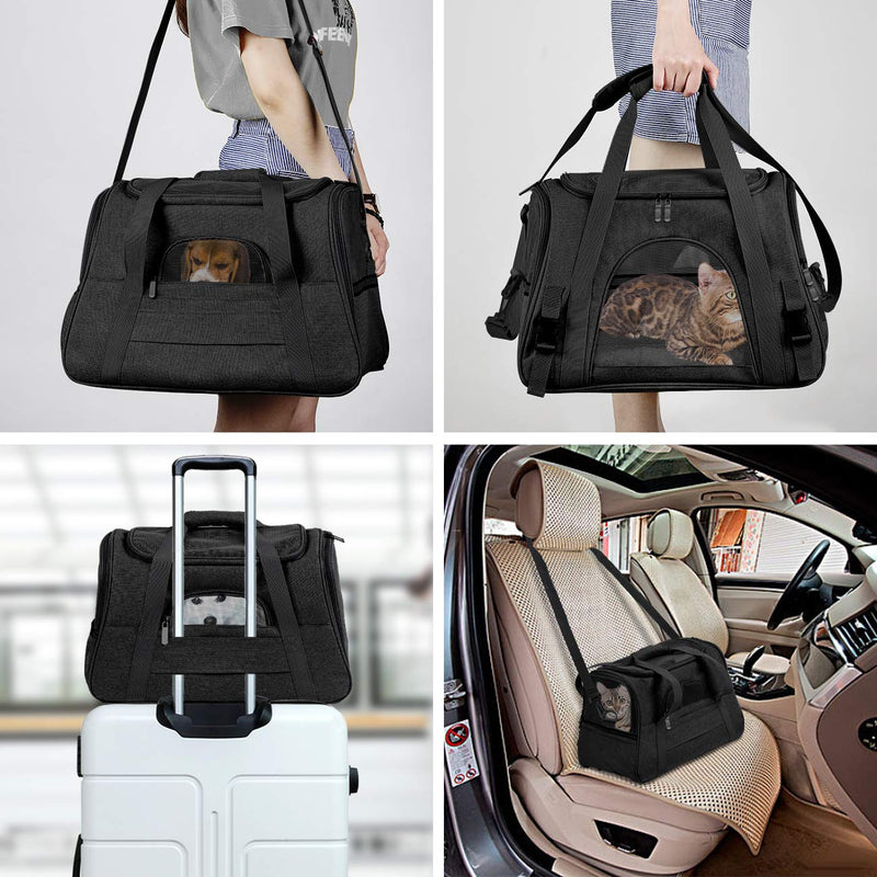 Prodigen Pet Carrier Airline Approved Pet Carrier Dog Carriers for Small Dogs, Cat Carriers for Medium Cats Small Cats, Small Pet Carrier Small Dog Carrier Airline Approved Dog Cat Pet Travel Carrier ALL Black - PawsPlanet Australia