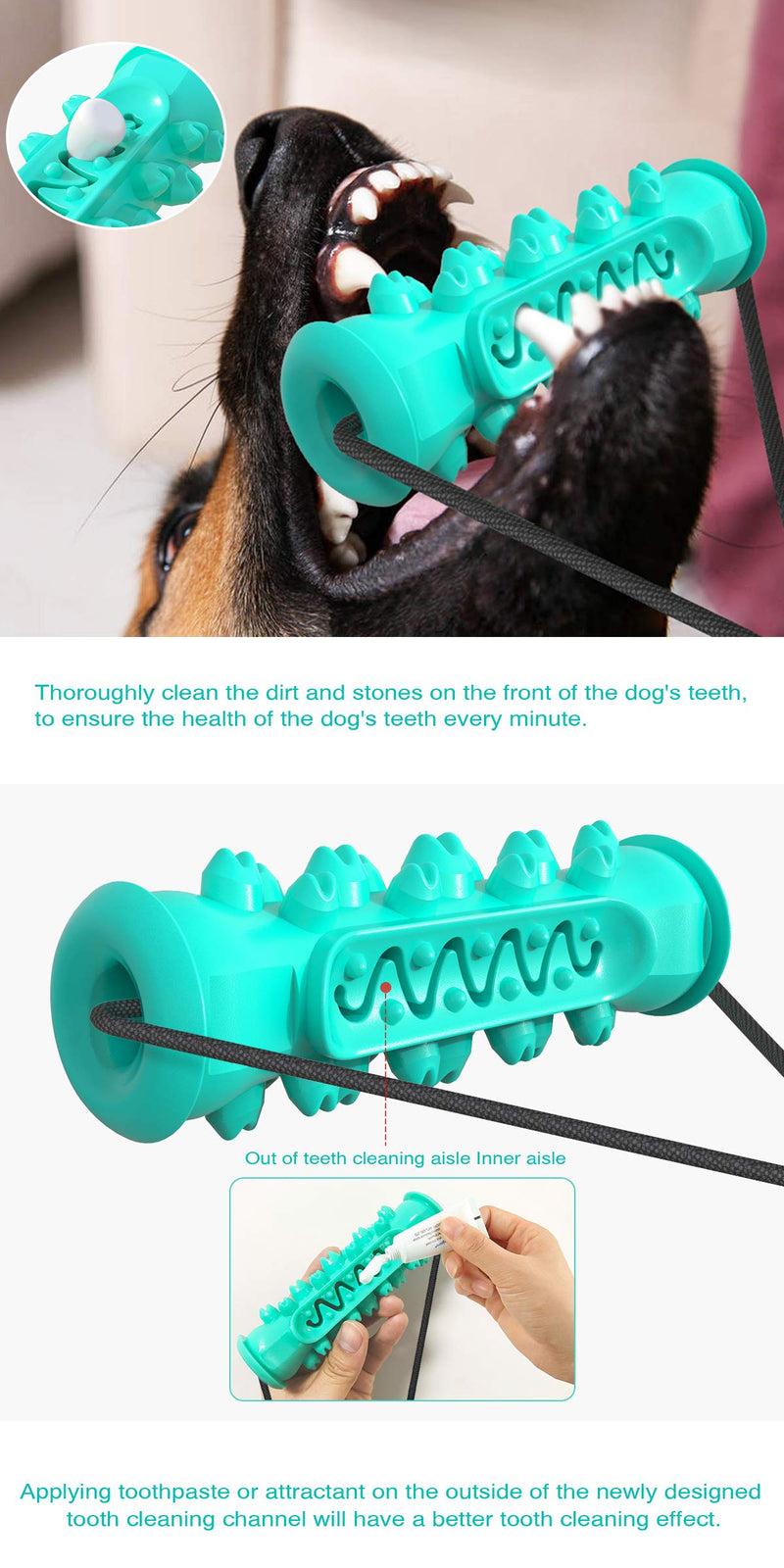 Dog Chew Rope Toy Suction Rubber Chew Dog Self-playing Chew Toy Toy Dog Rope Toy with Suction Cup Puppy Training Toy Teeth Cleaning Dental Care Rubber Tooth Brush - PawsPlanet Australia