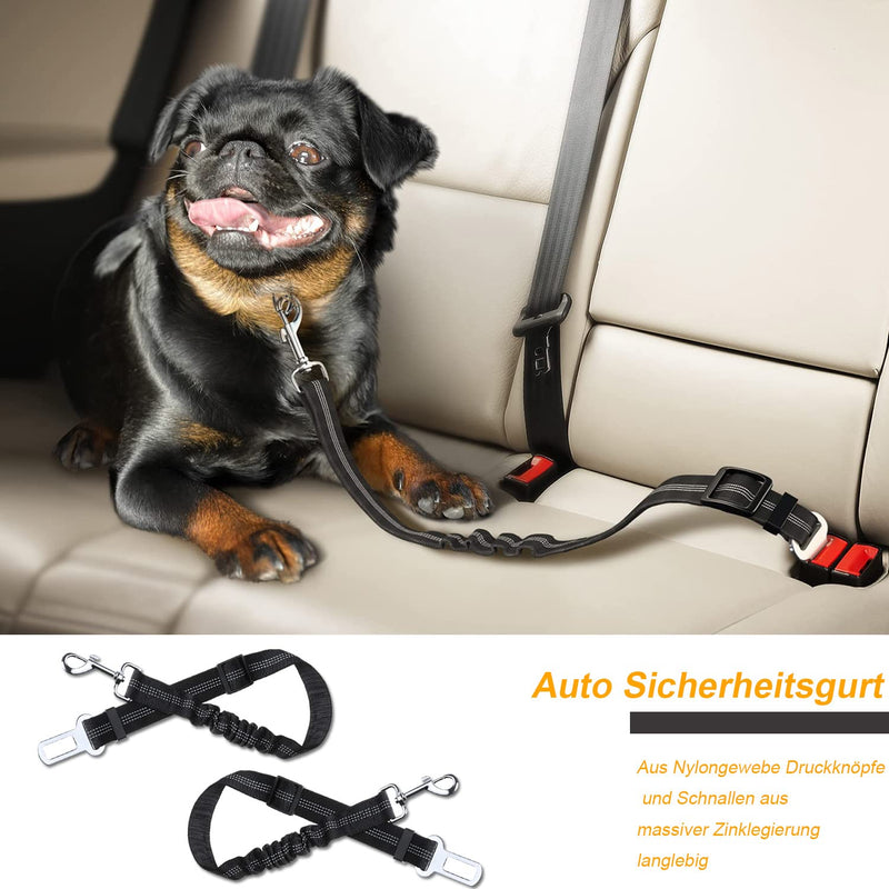 Car seat belt, dog seat belt, pack of 2, dog belt for car, seat belt dogs for car, adjustable long and short, dog seat belt for car, black - PawsPlanet Australia