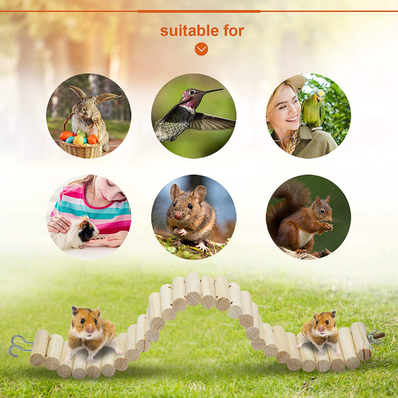 Sumind Wooden Pet Ladder Bridge 2 Pieces Soft Animal Bridge (Wooden Color) Wooden Color - PawsPlanet Australia