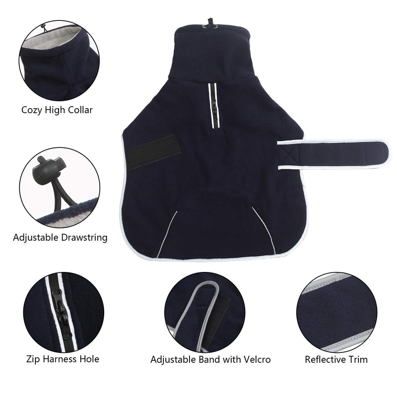 babepet Dog Winter Coat with Warm Fleece Lining, Perfect for Dachshunds, Outdoor Dog Apparel with Adjustable Bands L(Back:44-46cm/17-18in) DarkBlue - PawsPlanet Australia