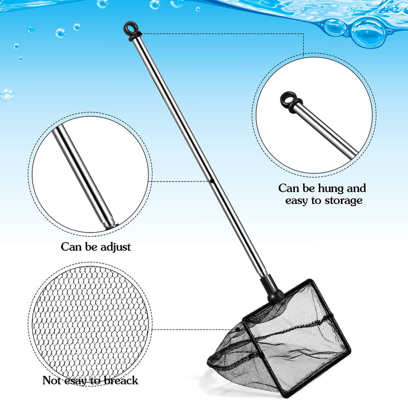 2 Pieces Mesh Fish Tank Net Aquarium Fish Net 4 Inch and 6 Inch Stainless Steel Fish Net with Extendable 12.5-27.5 Inch Long Handle Fish Catch Nets Fish Tank Aquarium Accessories - PawsPlanet Australia