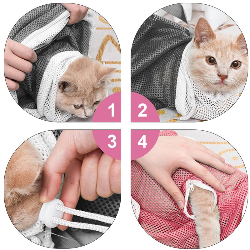 KGDUYC Cat Claw Care, Pet Cat Wash Bag, Cat Bath Anti-bite and Anti-scratch Special Bath Bag, Pet Nail Clipper, 2 Piece Set - PawsPlanet Australia