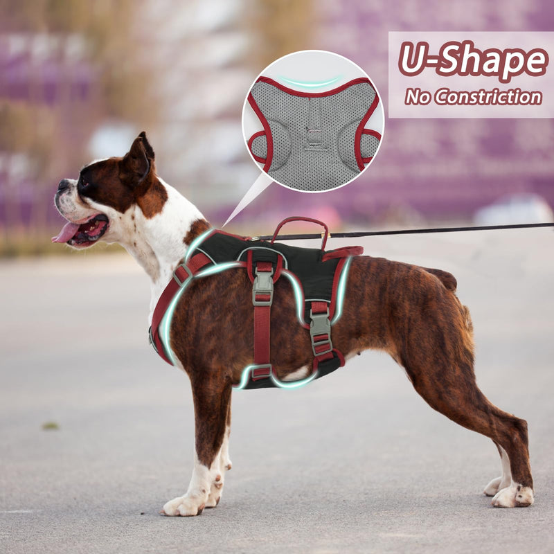 Hjumarayan Dog Harness - Reflective Harness Dog Waterproof Safety Harness Dog with Handle, Anti Pull Dog Harness Adjustable Dog Harness for Large Dogs, Black L - PawsPlanet Australia
