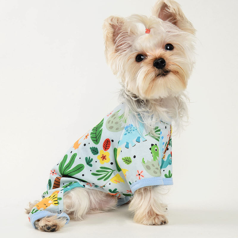 Dinosaur Dog Pajamas Soft Pet Puppy Jammies Pjs Cute Doggie Onesie for Small Dogs Pets Clothes,Size XS, for Summer Spring X-Small Dinosaur - PawsPlanet Australia