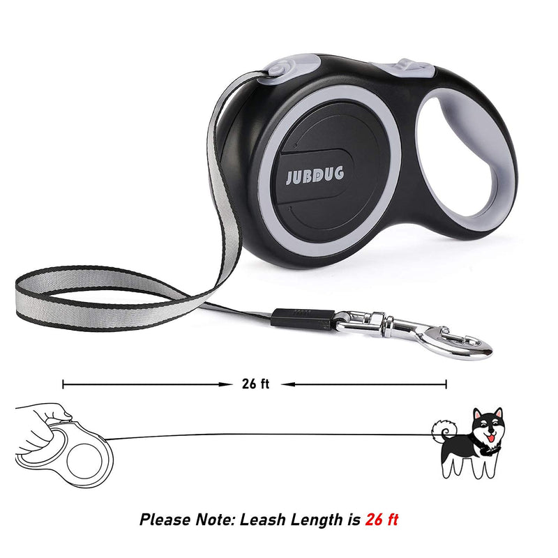 JUBDUG Retractable Dog Leash, 26 Feet Dog Leash for Small to Large Dogs up to 110lbs, Anti-Slip Handle One Button Lock and Release, Heavy Duty 360° Tangle-Free black - PawsPlanet Australia