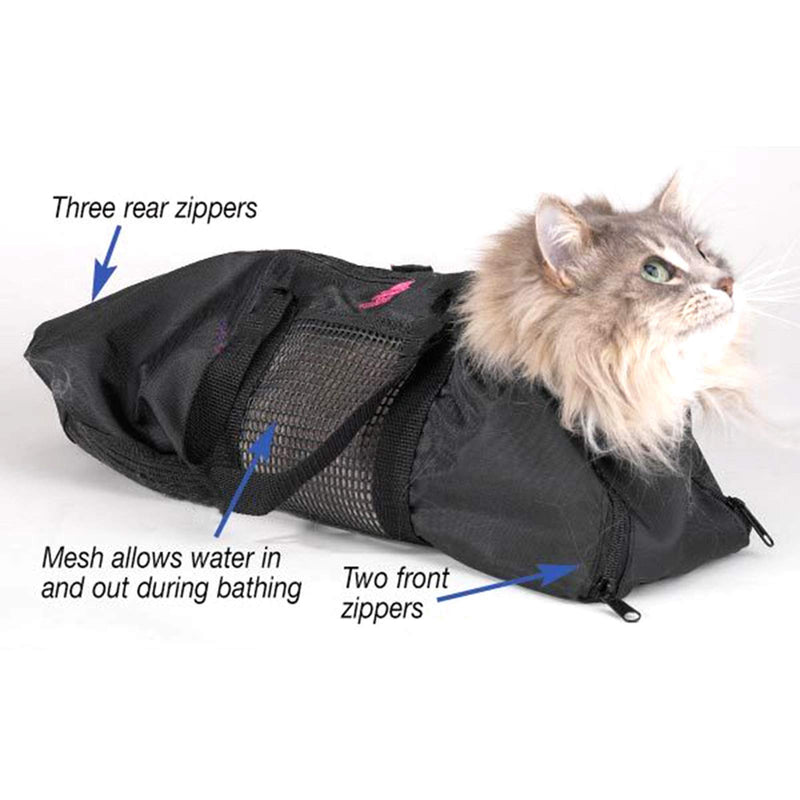 Nicoone Cat Grooming Bag, Pet Cat Carrier Bag Restraint Bag for Bathing Washing Nail Trimming Anti Bite 420D PU Cloth Bag, Black - PawsPlanet Australia