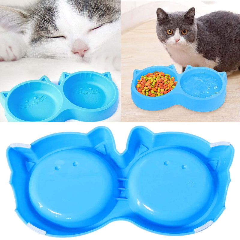 Double Cat Face Shaped Bowls Plastic Cats Bowl Kittens Puppy Dogs Pets Feeding Bowl with Non Skid Silicone Feet Dog Feeder Bowl Water Food Holder Feeding Dish Whisker Friendly for Puppies Small Pet - PawsPlanet Australia