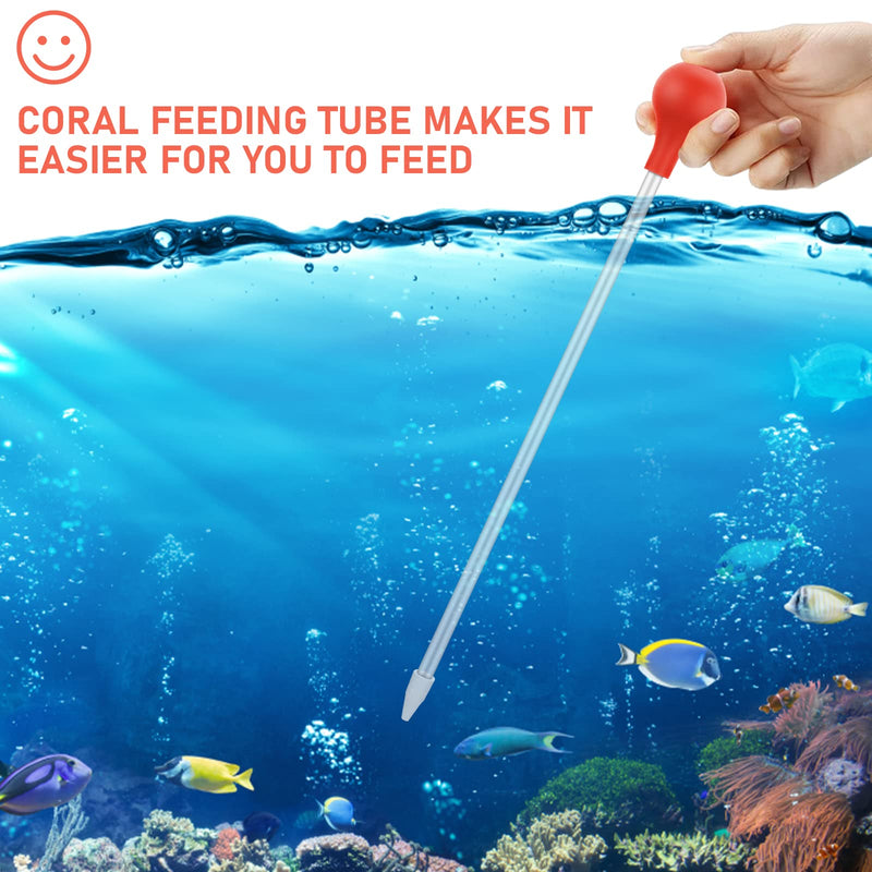 Molain Coral Feeder, 2 Pcs Acrylic Marine Fish Reef Feeding Tube, 13.7 Inch Coral Food Tool for Reef/Anemones/Brine Shrimp Most Aquarium Organisms (Blue+Red) - PawsPlanet Australia