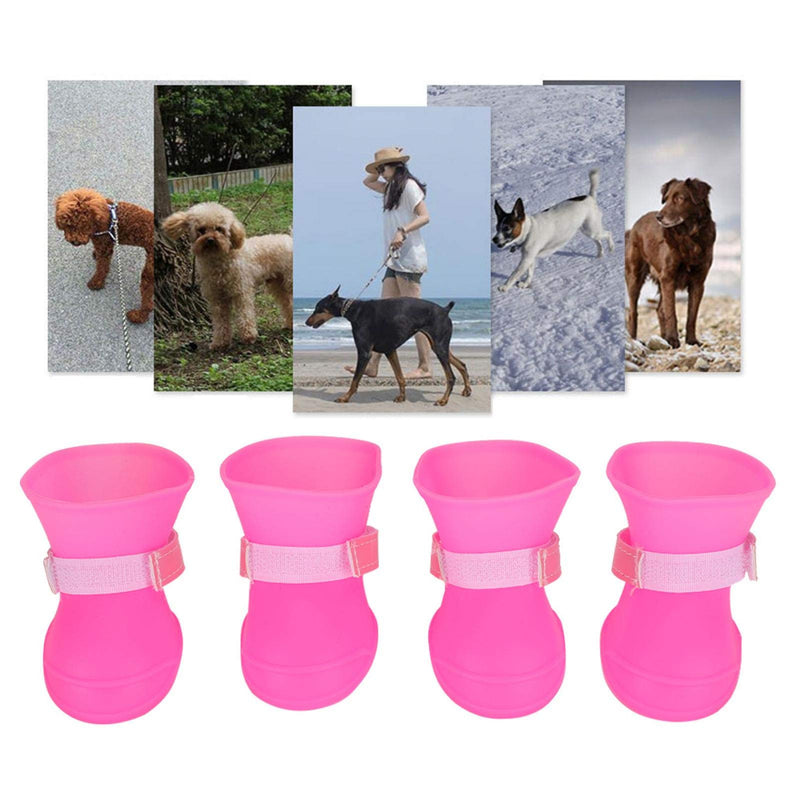 SALUTUYA Pet Waterproof Rain Shoes, Pink Color PU Material, Dog Shoe Supply with Hook And Loop,(Pink, L) Pink, L - PawsPlanet Australia