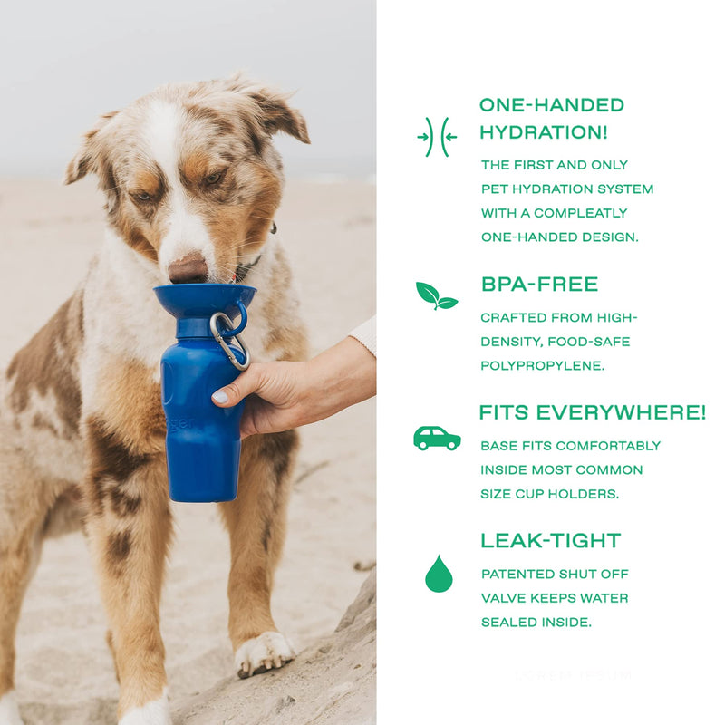 Springer Classic Travel Dog Water Bottle – 22 oz Portable Water Bottle for Dogs with Patented Leak-Proof Design for Dog Walking, Hiking and Traveling, BPA-Free Materials Indigo - PawsPlanet Australia