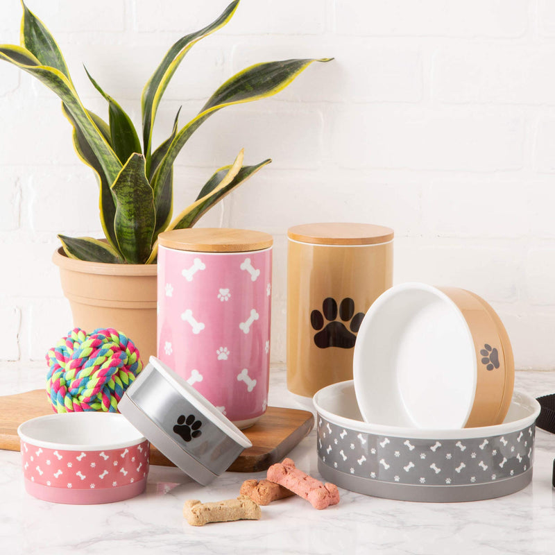 [Australia] - Bone Dry Ceramic Pet Collection Gray Small Bowl Set 