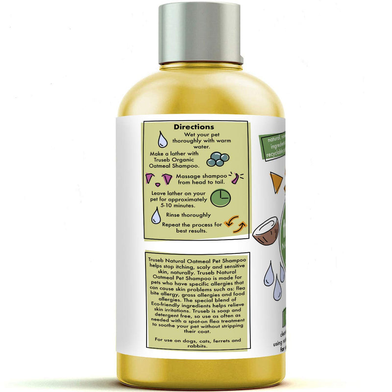 [Australia] - New All Natural Oatmeal Dog Shampoo + Conditioner for Dogs, Cats and Small Animals-Hypoallergenic and Soap Free Blend with Almond oil and Aloe Vera for Allergies & Sensitive Skin- Made in USA (17oz) 