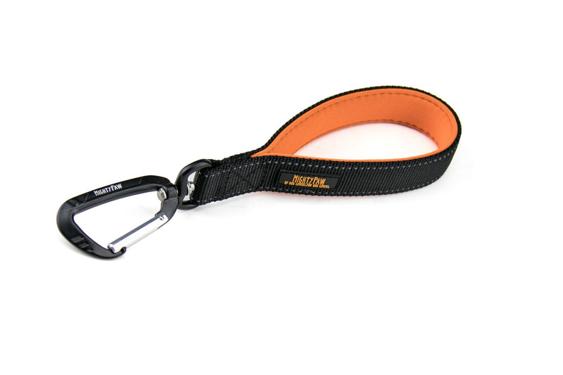 [Australia] - Mighty Paw Training Tab, 10” Short Dog Leash, Padded Handle, Strong Traffic Pet Lead with Carabiner Clip, Perfect for Large or Medium Dogs Black 