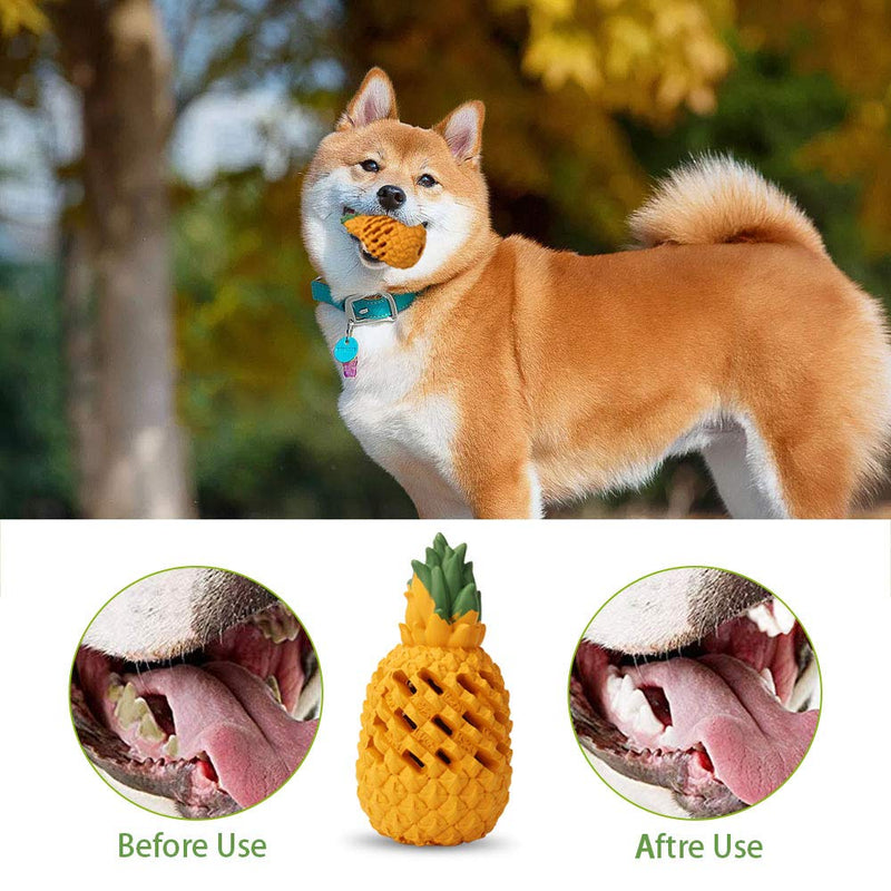 [Australia] - M.C.works Dog Chew Toys for Aggressive Chewer, Tough Dog Dental Chews Toy, Indestructible Dog Toys for Large Dogs, Food Grade Puppy Toys Pineapple Large 6.7 In 