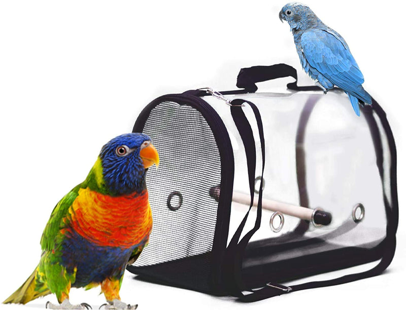 Mildair Lightweight Bird Carrier, Bird Travel Cage PVC Transparent Breathable Parrot Handbag with a Wooden Stick - PawsPlanet Australia