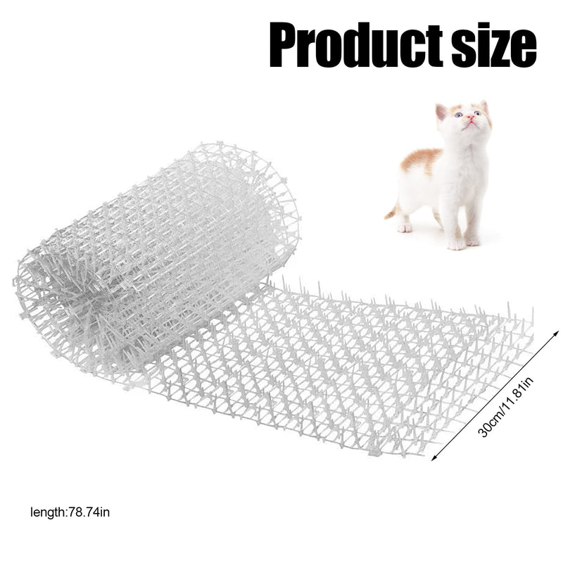 Transparent cat repellent mat, 30 x 200 cm mat with spikes for peaceful defense against cats and other animals, thorn grid animal barrier, cat mat for garden, fence, anti-cats network (white). - PawsPlanet Australia