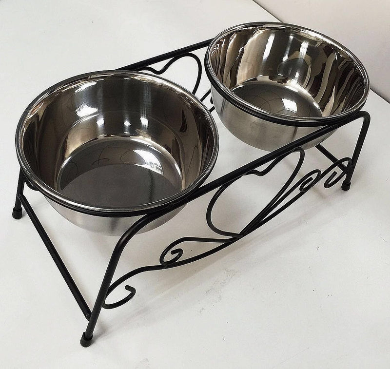 [Australia] - VIVIKO Pet Feeder for Dog Cat, Stainless Steel Food and Water Bowls with Iron Stand Medium 