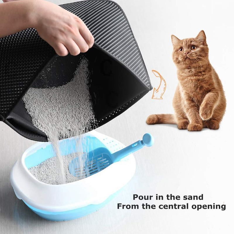 Queta Cat litter tray mat, two-layer foldable cat litter tray. It can effectively prevent the cat litter from being scattered on the floor. (Black 55 x 70 cm). - PawsPlanet Australia