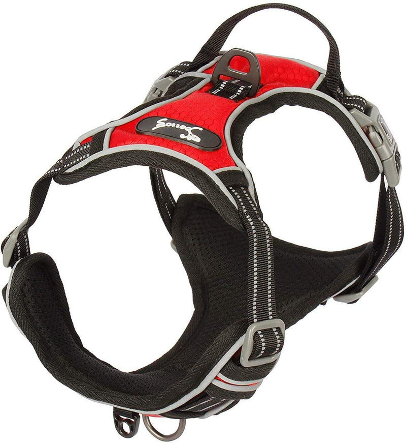 PETTOM Large Dog Harness Red Reflective No Pull Dog Harnesses Adjustable Soft Padded Strong Pet Harness with Handle for Small Medium Large Dogs Training Running(Red,Large) L - PawsPlanet Australia