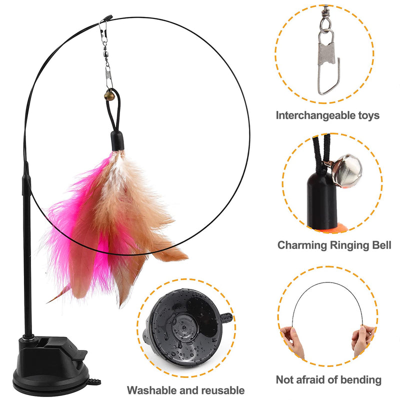 GingerUPer Interactive cat toy fishing rod with feather intelligence toy for cats feather toy with suction cup for kitten self-employment (13 pieces feather/mouse/fish) 10 pieces feather/mouse/fish - PawsPlanet Australia