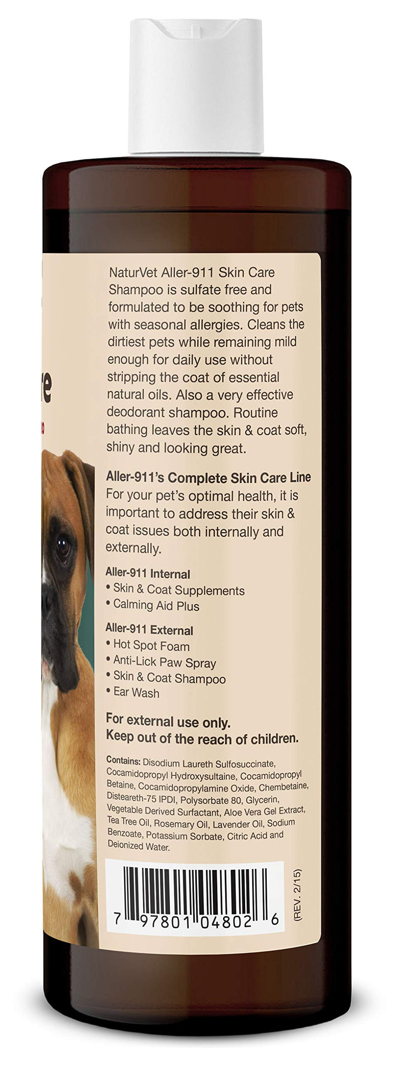 [Australia] - NaturVet – Aller-911 Skin Care Allergy Aid Shampoo Plus Aloe Vera – 16 oz – Deodorizes & Soothes Pets With Seasonal Allergies – Moisturizes Dry, Itchy, & Irritated Skin 16 Fl Oz 