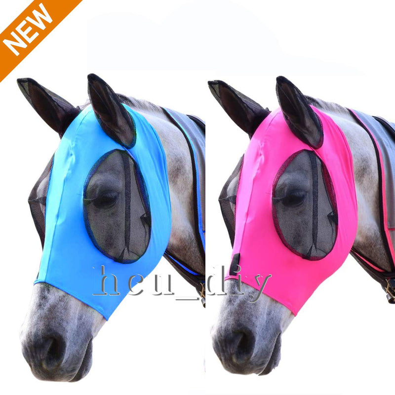 Fit Horse Size Professional Comfort Lycra Fly Mask with Mesh Eyes and Ears （Blue） - PawsPlanet Australia